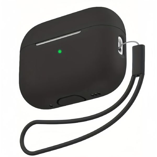Silicone Protective Case for AirPods Pro 2 – Black with Lanyard